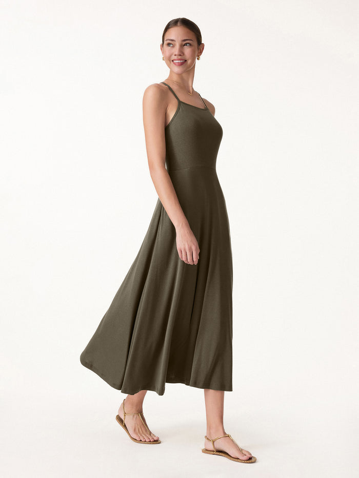 OGLmove Soft Spaghetti Midi Bra Dress