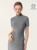 OGLmove Soft Thermal Mockneck Short Sleeve Bra Top Heather Carbon XXS