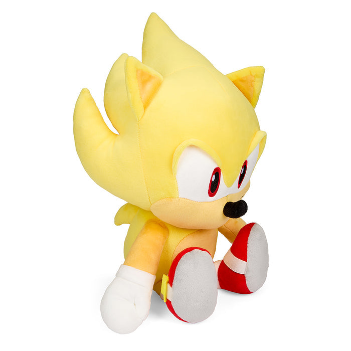 Sonic the Hedgehog 16-inch HugMe plush with shake action featuring Super Sonic character, soft and stylized plush toy.
