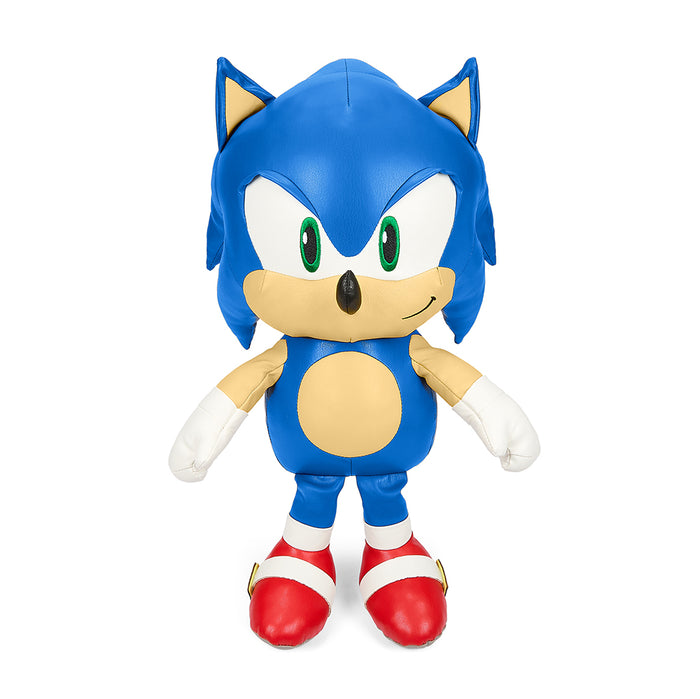 16-inch Sonic the Hedgehog plush toy made of premium pleather, featuring detailed design and vibrant blue color.