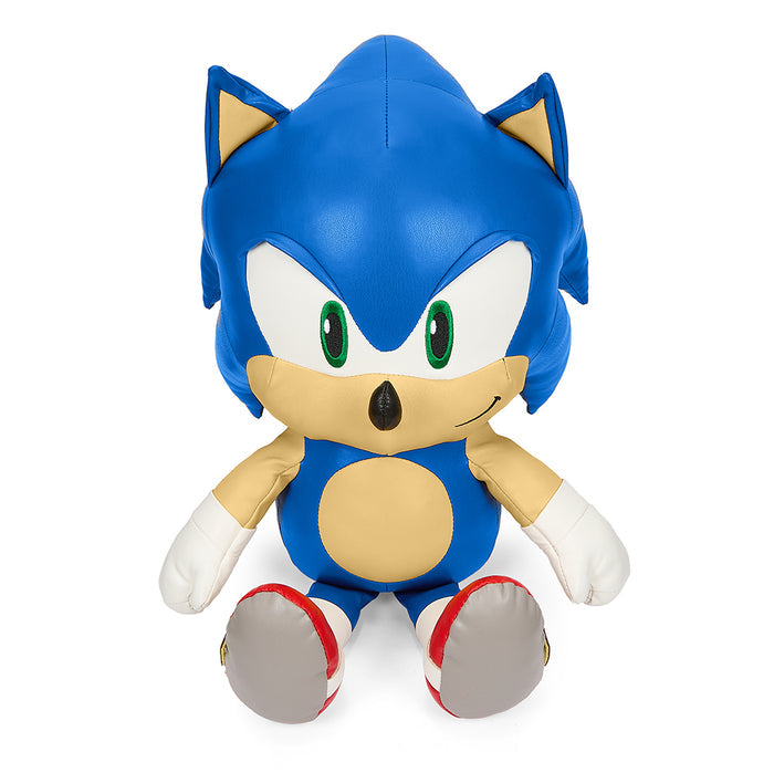 16-inch Sonic the Hedgehog plush toy by Sega, featuring soft pleather material and detailed character design.
