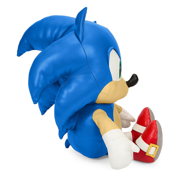 16-inch Sonic the Hedgehog plush toy made of premium pleather, featuring classic Sonic design and vibrant blue color.