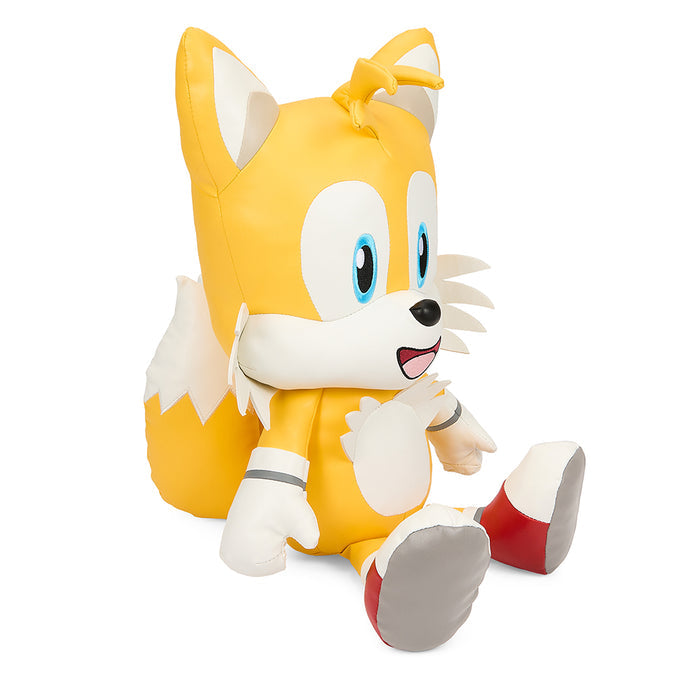 Sonic the Hedgehog 16-inch plush toy featuring Tails from the Sonic the Hedgehog brand, made of premium pleather material.