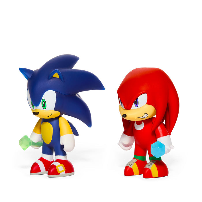 Sonic the Hedgehog 3-inch vinyl figure and Knuckles mini figures from the Sonic the Hedgehog 2-pack, collectible toy set.