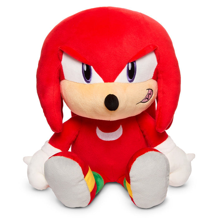 Sonic the Hedgehog Knuckles HugMe Shake Action 16-inch plush toy showing Knuckles with a friendly expression and soft fabric texture.