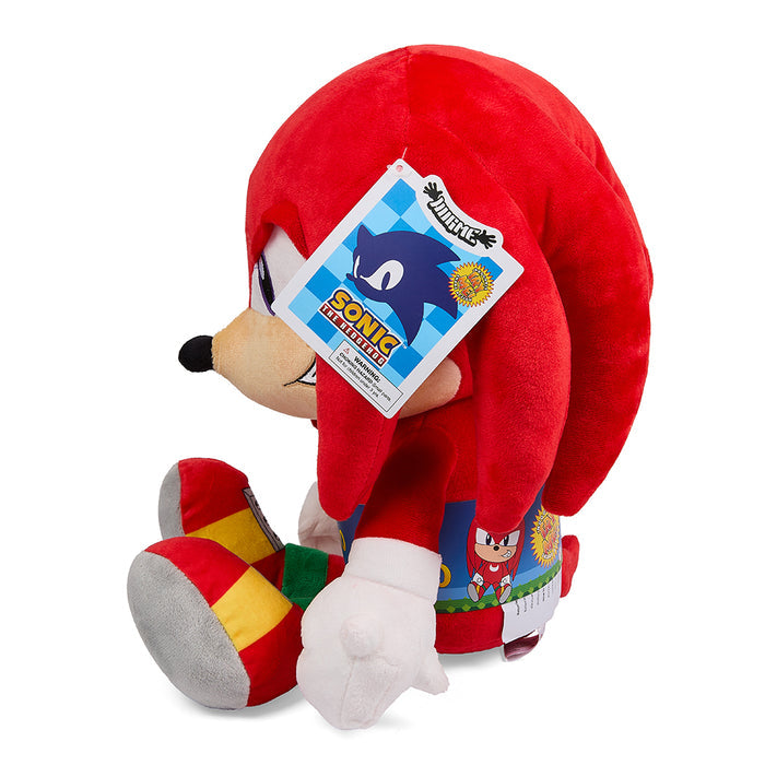 Sonic the Hedgehog Knuckles HugMe Shake Action 16-inch plush toy, soft and cuddly with detailed character features.