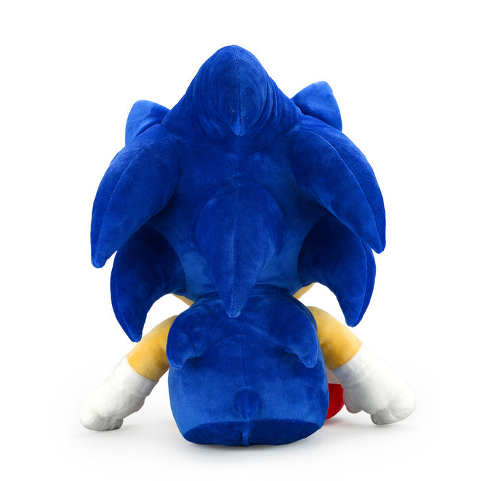Sonic the Hedgehog HugMe Shake Action Plush toy featuring Sonic's iconic design and soft fabric for collectible display or cuddling.