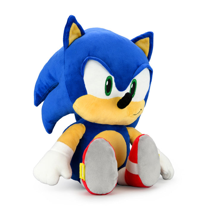 Sonic the Hedgehog HugMe Shake Action Plush toy featuring Sonic the Hedgehog character in soft fabric, ideal for cuddling and display.