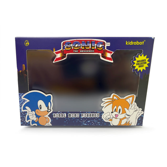 Sonic the Hedgehog and Tails 3-inch vinyl art figures in a collectible 2-pack, featuring detailed designs and vibrant colors.