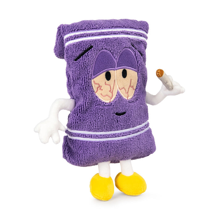 South Park Towelie plush toy, 10-inch stoned version by Kidrobot, soft and detailed cartoon character plush for fans of South Park.