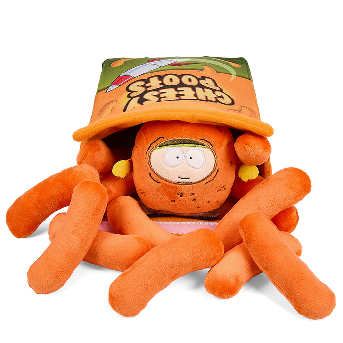 South Park 11-inch interactive Cheesy Poofs plush toy from the animated series featuring a soft, detailed plush of Cheesy Poofs snack.