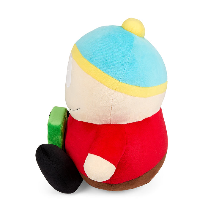 South Park 16-inch HugMe plush of Cartman holding Cheesy Poofs, featuring a soft stylized design.