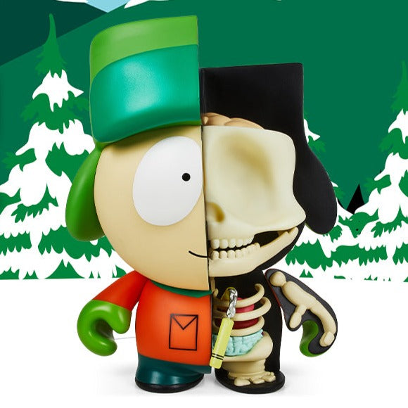 South Park Anatomy Kyle 8-inch vinyl art figure by Kidrobot, featuring detailed anatomy design and vibrant colors.