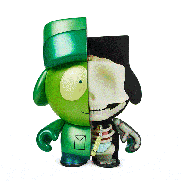 South Park Anatomy Kyle 8-inch vinyl art figure with glow-in-the-dark pearlescent finish, limited edition Kidrobot collectible.