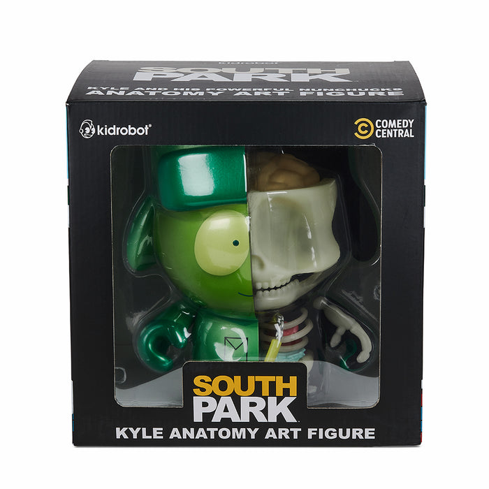 South Park Anatomy Kyle 8-inch vinyl art figure by Kidrobot, limited edition pearlescent glow-in-the-dark collectible.