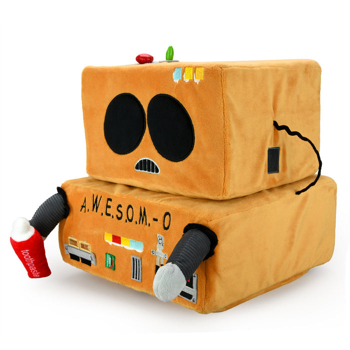 South Park AWESOM-O 4000 Cartman plush with soundchip, soft 16-inch plush toy featuring Cartman's character from South Park.