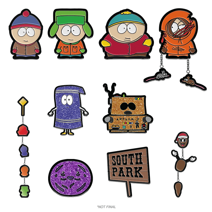 South Park Deluxe Enamel Pin featuring colorful cartoon characters from the popular animated series.