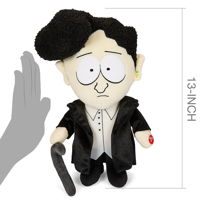 South Park Goth Kid Michael plush toy, 13-inch with sound chip, featuring dark clothing and distinctive goth style.