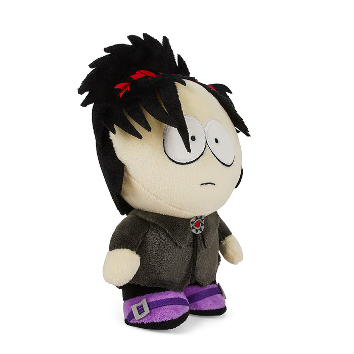 South Park Goth Kid Pete 8-inch Phunny Plush by Kidrobot, soft and detailed plush toy featuring Goth style character from South Park.