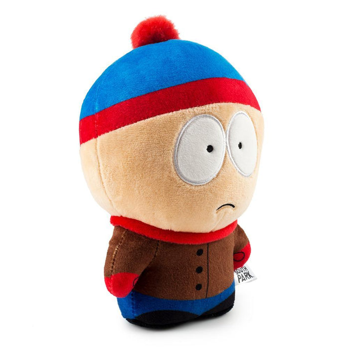 South Park Stan 8-inch Phunny Plush by Kidrobot showing the character with brown hat, blue jacket, and expressive face.