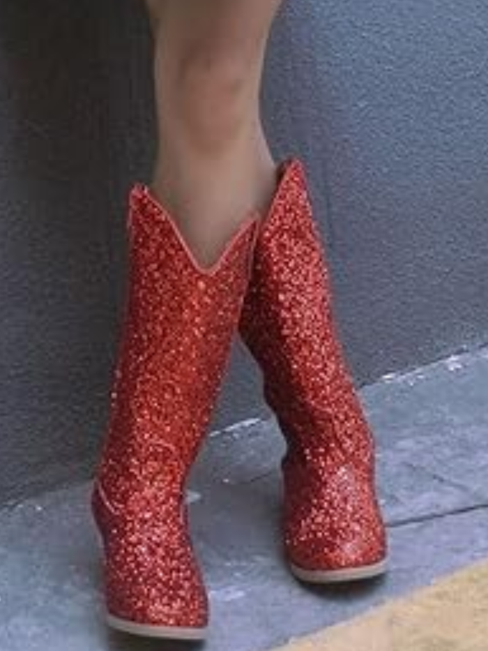 Sparkle and Shine Red Cowboy Boots by Liv and Mia