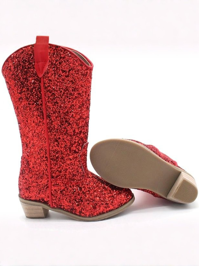 Sparkle and Shine Red Cowboy Boots by Liv and Mia