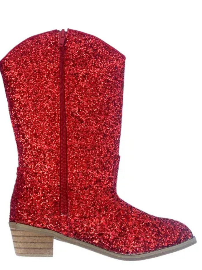 Sparkle and Shine Red Cowboy Boots by Liv and Mia