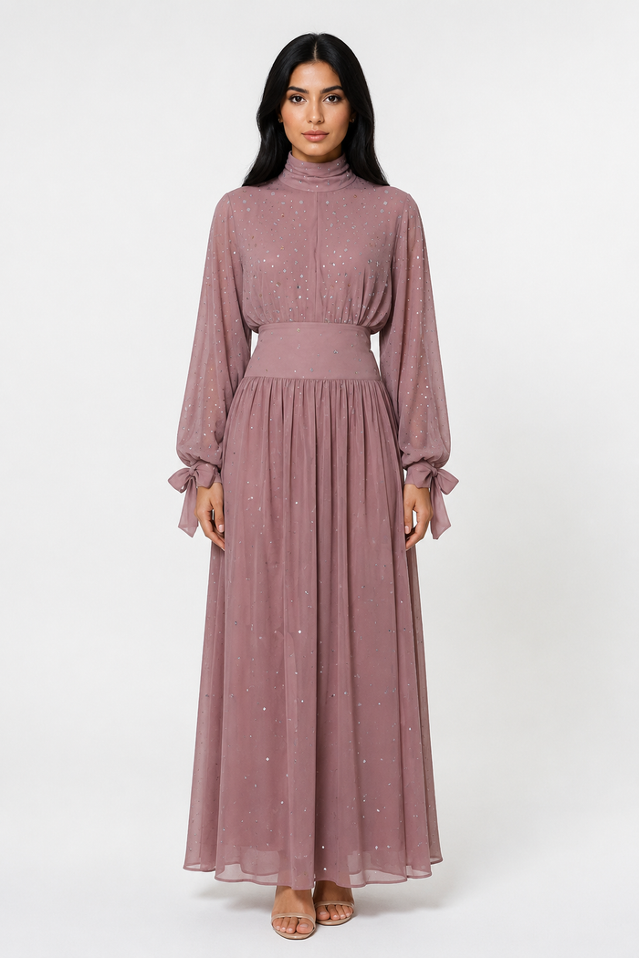 Sparkle High-Neck Maxi Dress - Radiance