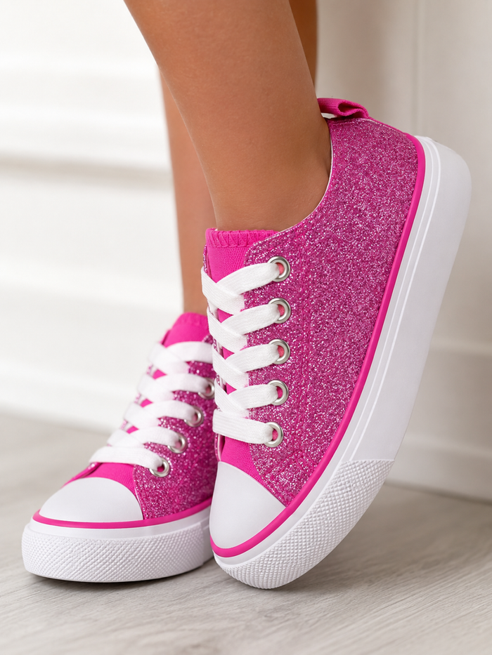 Sparkle Step Pink Glitter Sneakers Mia Belle Girls