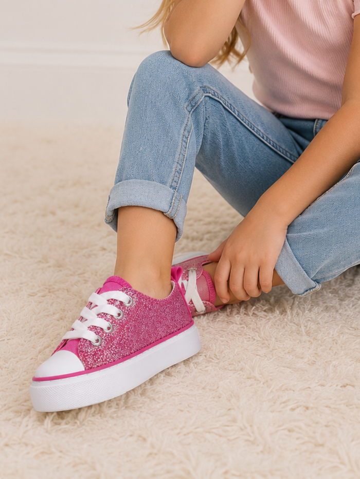 Sparkle Step Pink Glitter Sneakers Mia Belle Girls