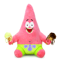 SpongeBob and Patrick Star HugMe plush toys holding ice cream cones, soft and cuddly, from SpongeBob SquarePants by Kidrobot.