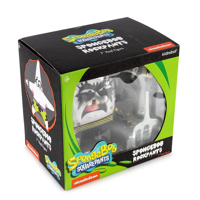 SpongeBob RockPants art toy figure by Kidrobot, black vinyl figure featuring SpongeBob SquarePants character design.