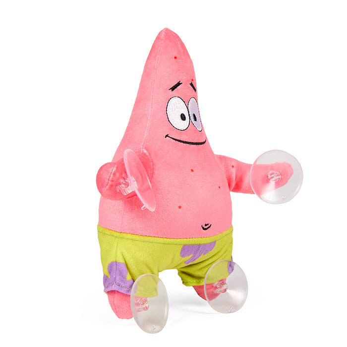 8-inch SpongeBob SquarePants plush window clinger featuring happy Patrick, soft and colorful character toy for kids' room decor.