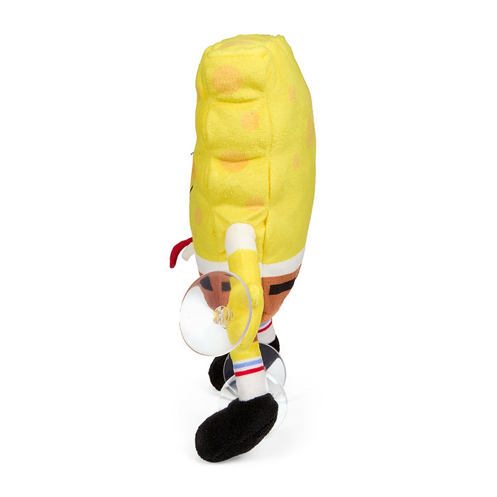 8-inch SpongeBob SquarePants plush window clinger with suction cups, featuring a happy expression and bright yellow color.