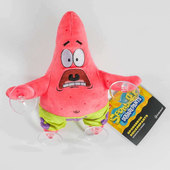 8-inch SpongeBob SquarePants plush window clinger featuring a scared Patrick character from the animated series.