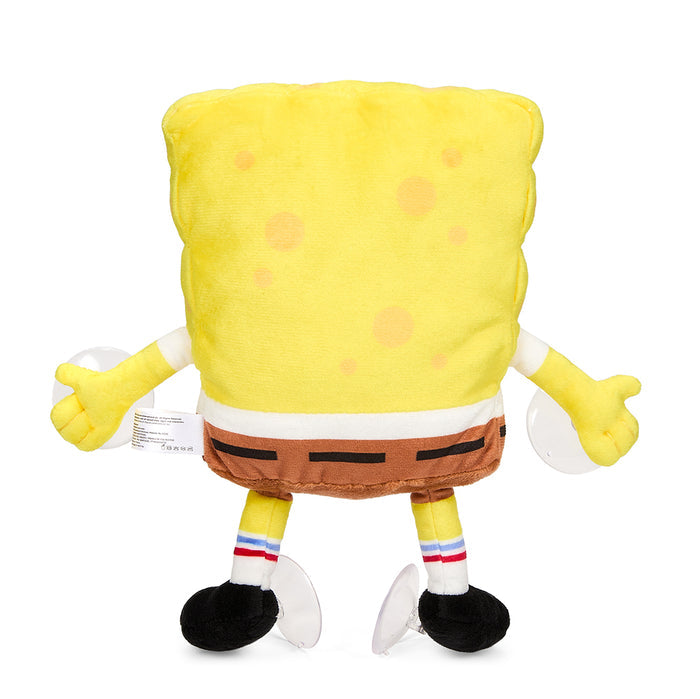 8-inch plush SpongeBob SquarePants window clinger with a scared expression and suction cups for hanging.