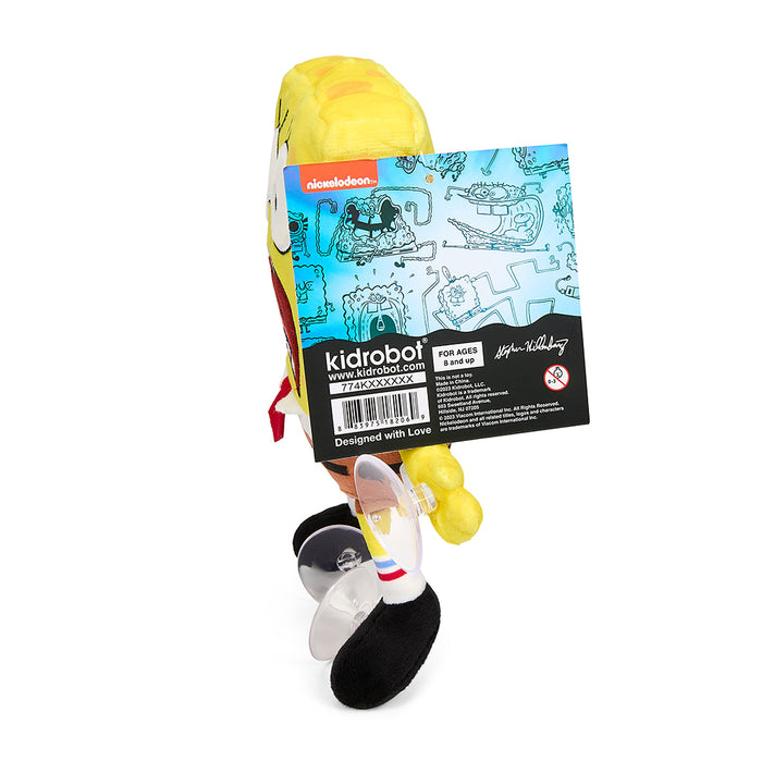8-inch plush SpongeBob SquarePants window clinger showing a scared expression with suction cups for easy attachment.