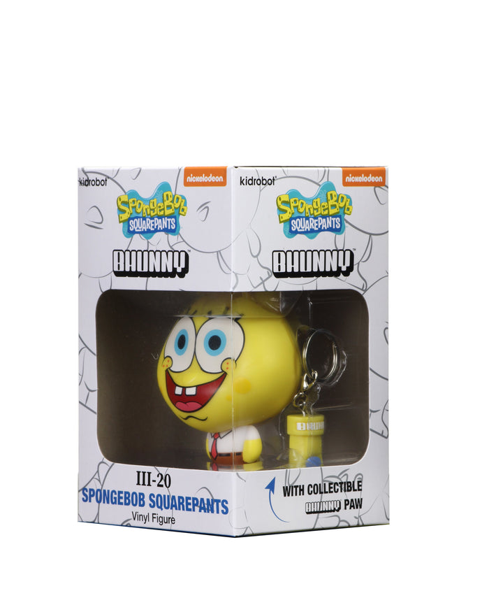 Kidrobot Spongebob Squarepants BHUNNY 4-inch vinyl figure, featuring the iconic animated character in a playful pose.