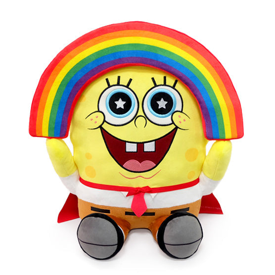 SpongeBob SquarePants Rainbow 16-inch HugMe vibrating plush toy with colorful rainbow design and soft plush material.