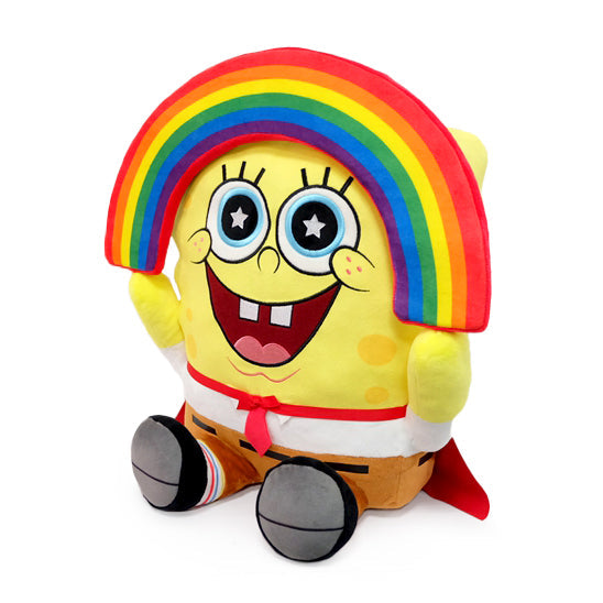SpongeBob SquarePants Rainbow 16-inch HugMe vibrating plush toy with colorful rainbow design and soft plush texture.