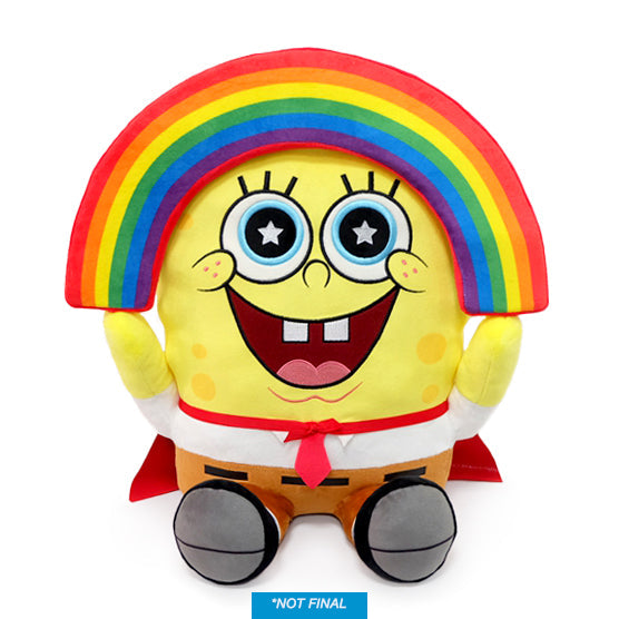 SpongeBob SquarePants Rainbow 16-inch HugMe vibrating plush toy with colorful rainbow design and soft fabric for kids.
