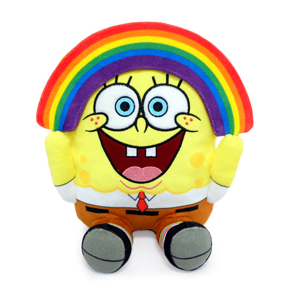 Colorful SpongeBob SquarePants Rainbow 8-inch Phunny plush toy showcasing SpongeBob's cheerful face and vibrant rainbow design.