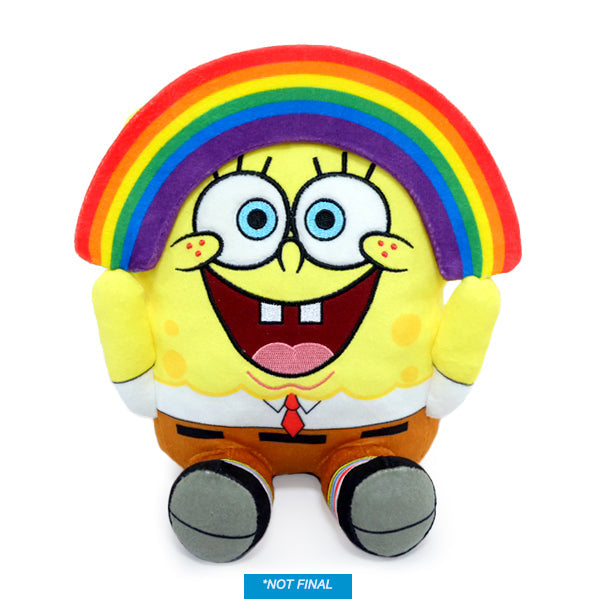 Colorful 8-inch SpongeBob SquarePants Rainbow Phunny Plush toy with bright rainbow accents and soft plush texture.