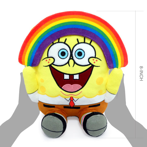 Colorful SpongeBob SquarePants Rainbow 8-inch Phunny Plush toy featuring soft fabric and detailed character design.
