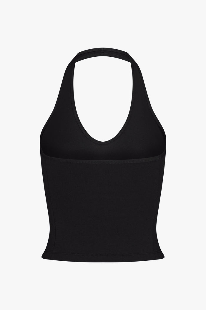 SPORTY HALTER TOP IN ONYX