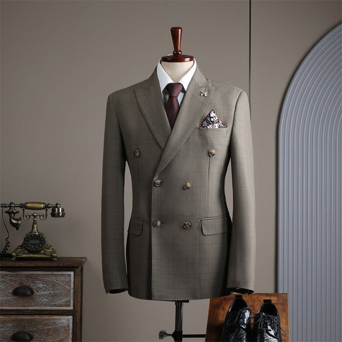 Spring And Autumn Double Breasted British Style Three Piece Men's Suit Set - Rosymae