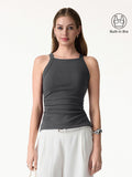 OGLmove Square Neck Ruched Rib Bra Tank Davy XS