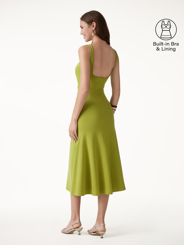 OGLmove Square Neck Tucked Open Back Bra Dress