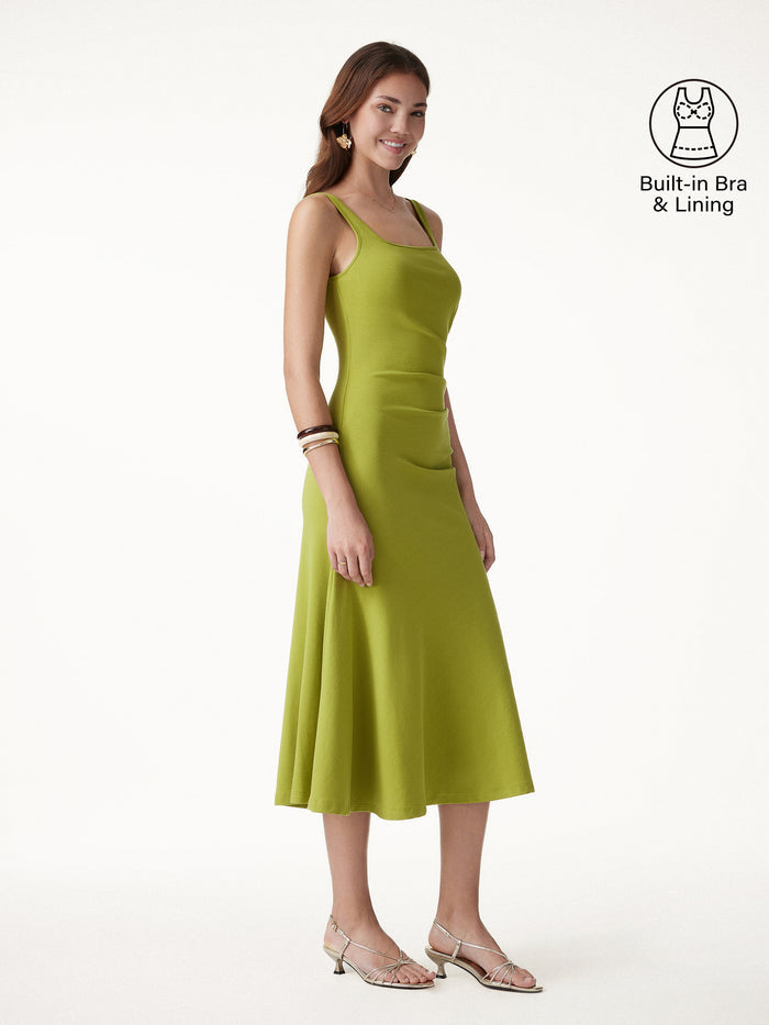 OGLmove Square Neck Tucked Open Back Bra Dress