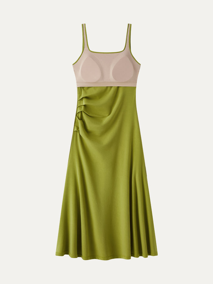 OGLmove Square Neck Tucked Open Back Bra Dress